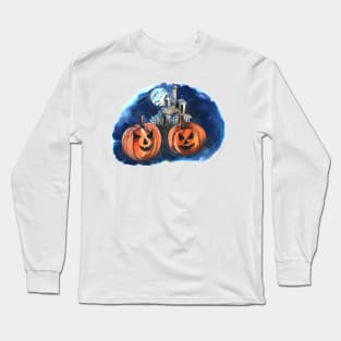 Halloween Night Pumpkin watercolor Long Sleeve T-Shirt